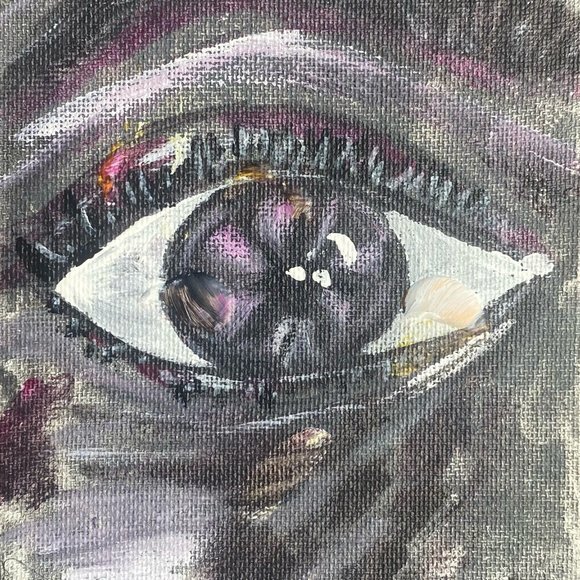 Eye Painting Portrait Original Art Pop Artwork Canvas Painting Small Acrylic Wal - Picture 11 of 11